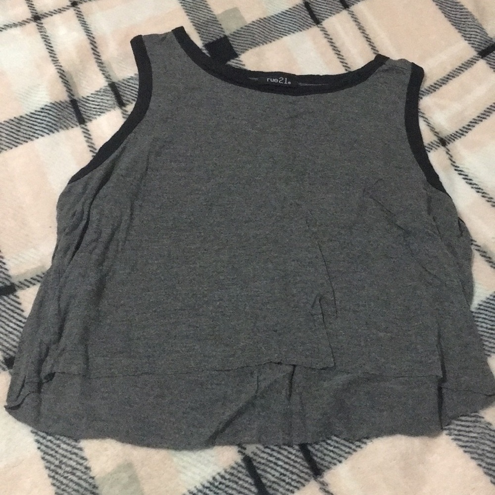 Gray and black crop top